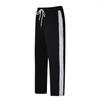 Autumn and winter explosion! Men's jacquard striped casual pants, loose sports straight trousers are new