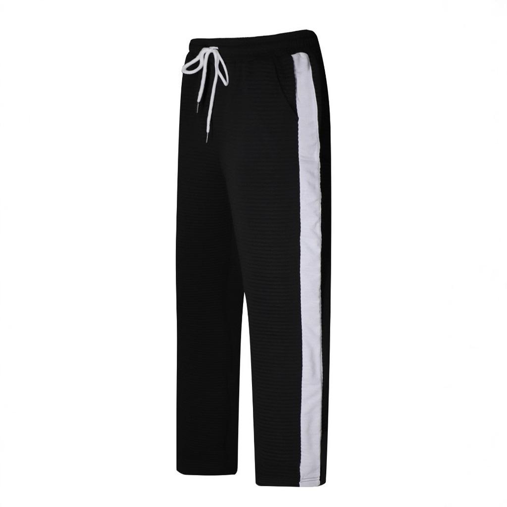 Autumn and winter explosion! Men's jacquard striped casual pants, loose sports straight trousers are new