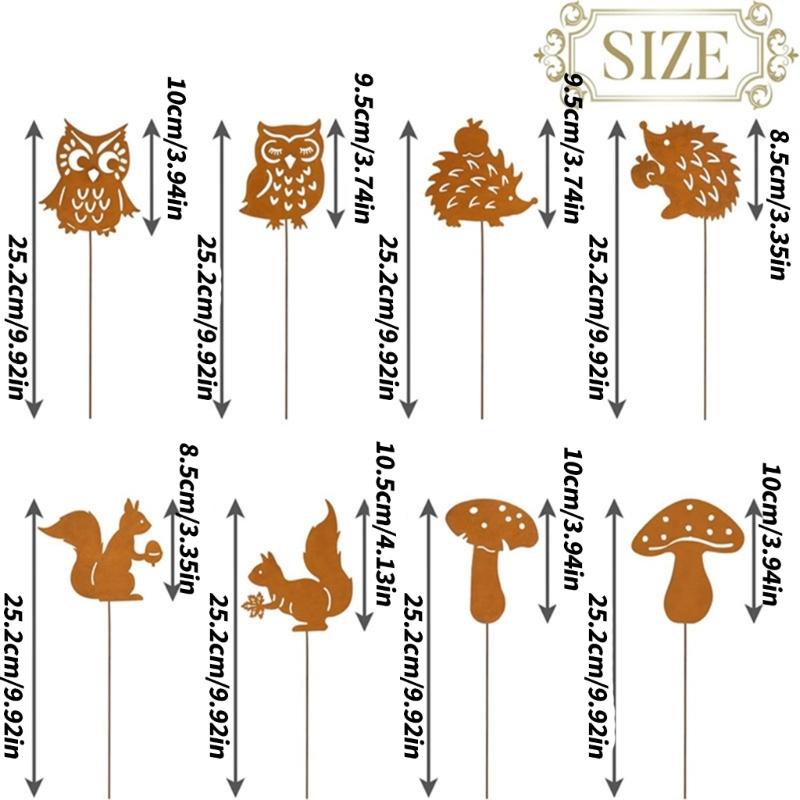 Metal Rusted Animal Garden Stake Art Crafts Statue Backyard Garden Yard Sidewalk Outdoor Backyard Decoration