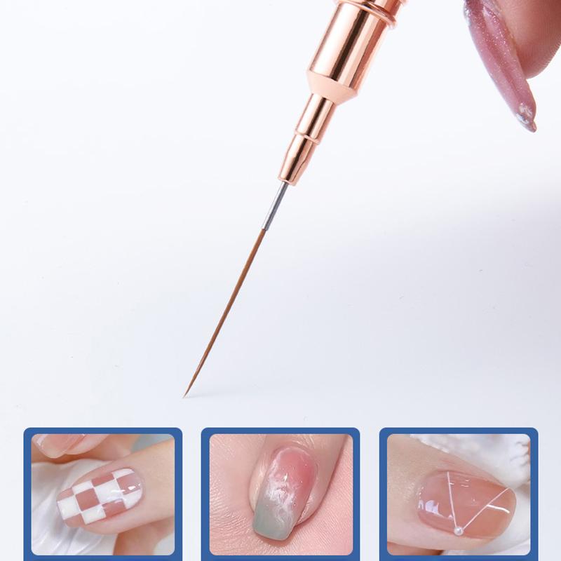 Πινέλο Γραμμής Νυχιών DIY Σχεδίασης Ζωγραφικής Λουλουδιών Γραμμών Ριγών 4mm-25mm Μεταλλική Λαβή Πινέλο Nail Art Με Κάλυμμα Πινέλα Νυχιών