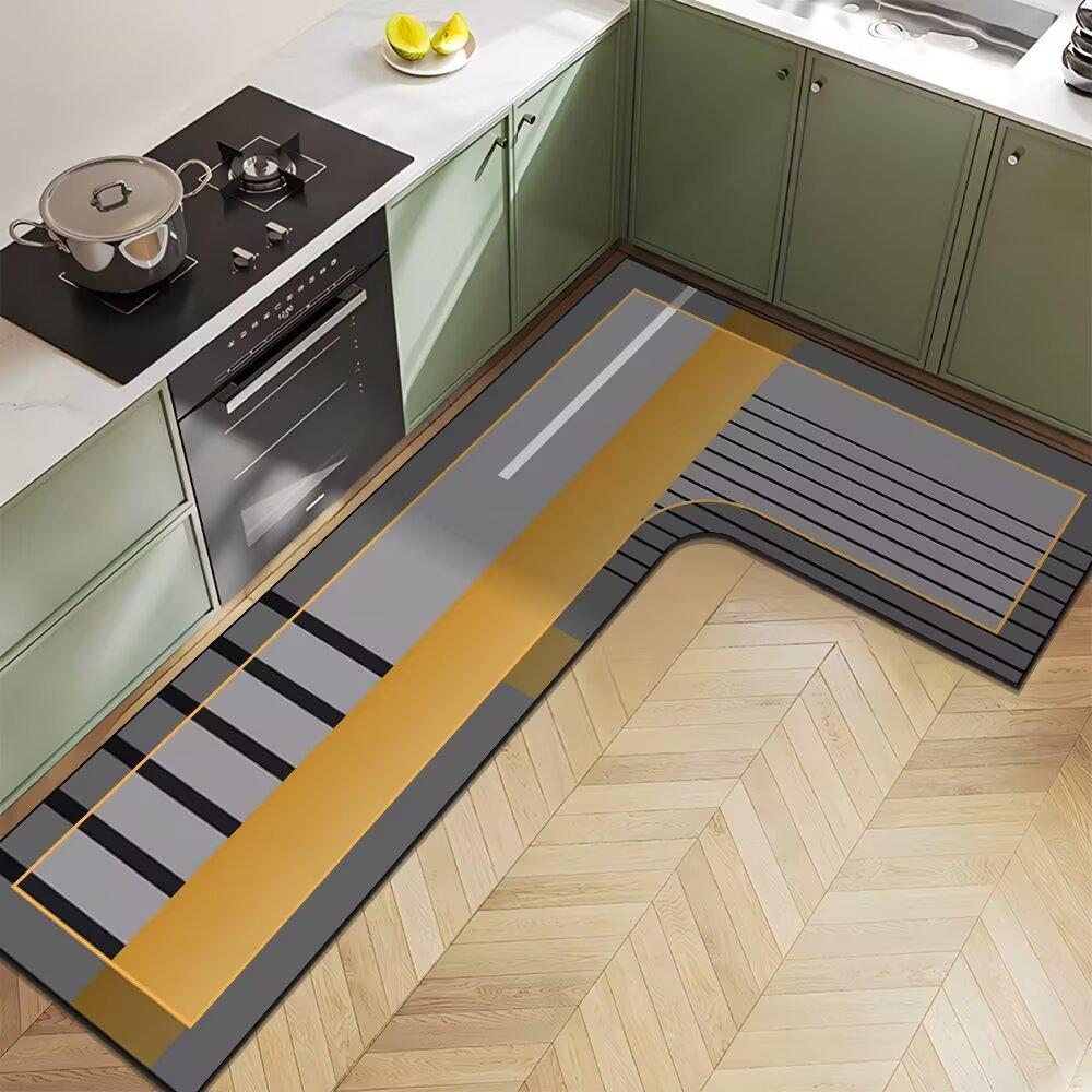 Nordic Light Luxury Diatom Mud Household L-shaped Kitchen Floor Mat Water Absorption  Anti-slip  Quick-drying and Easy-to-maintenance Floor Mat