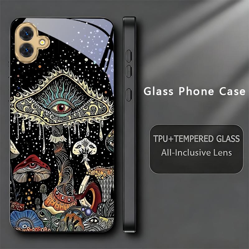 Magic Mushrooms Art Black Phone Case For Samsung Galaxy Note 10 20 A06 A07 A12 A13 A14 A15 A16 A17 A22 A23 A24 25 26 Glass Cover