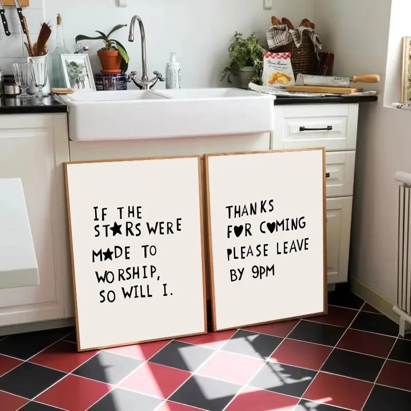 Minimalist Heart Modern This Kitchen Is For Dancing Quotes Wall Art Print Canvas Painting Poster Pictures Living Room Home Decor