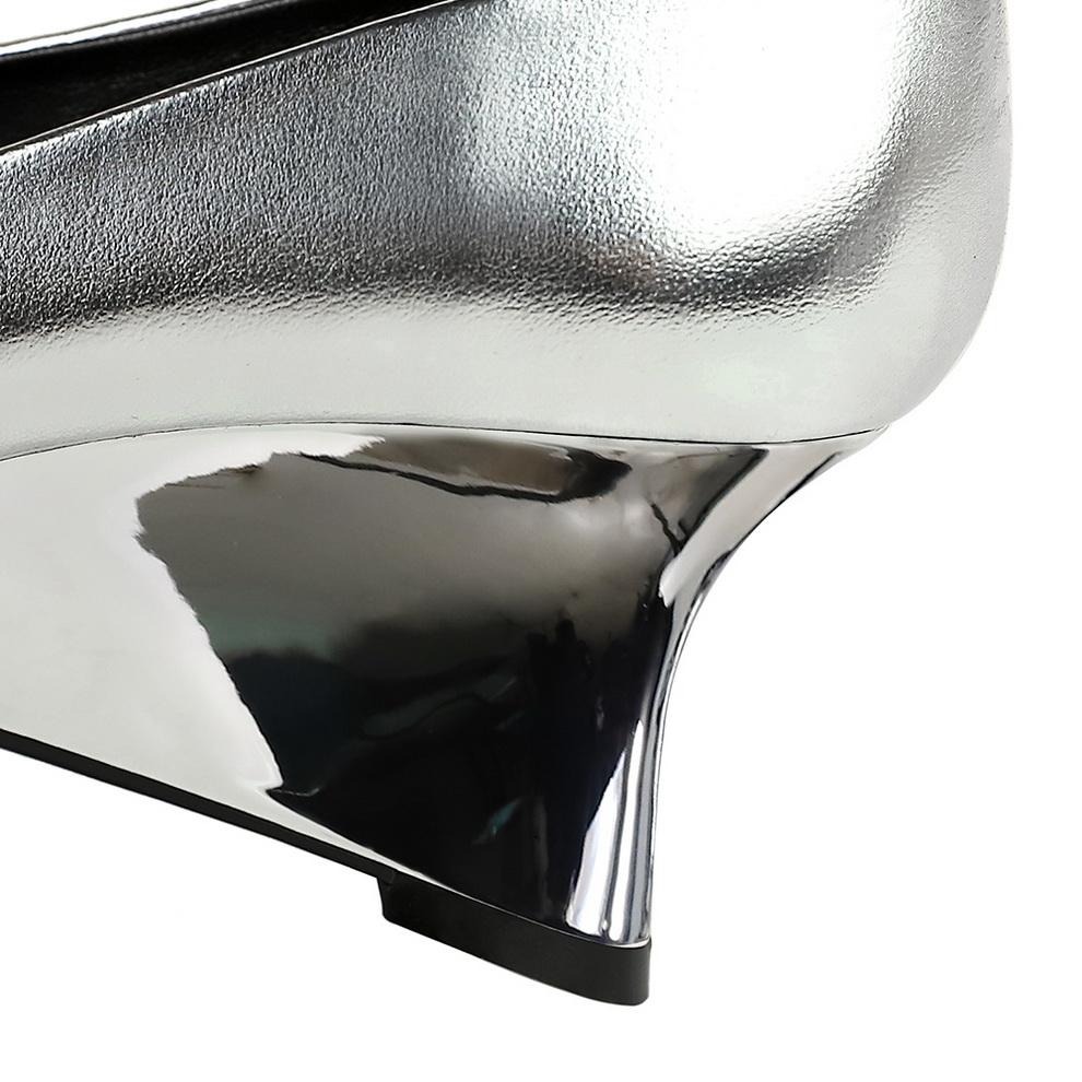 Damenschuhe, Keilabsätze, High Heels, Flache, spitze Keilschuhe aus Metall, Maßgefertigte Schuhe, High Heels