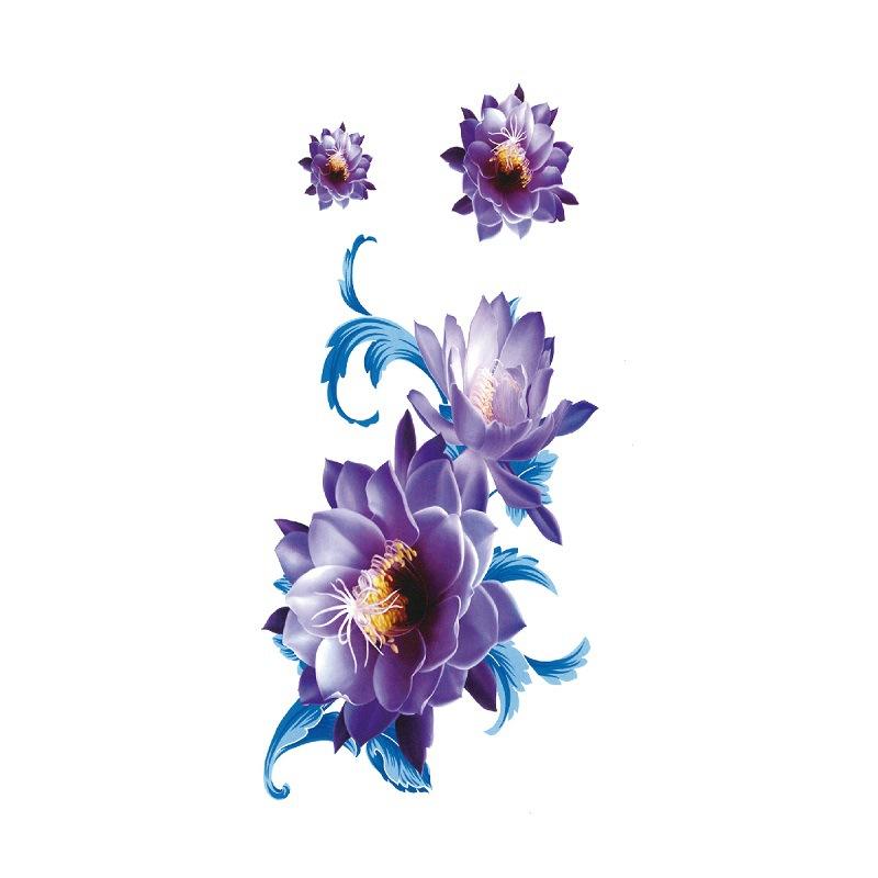 Adesivo de tatuagem de flor de rosa azul, flor de ameixa, padrão grande, capa de braço, adesivo de tatuagem à prova d'água, amostra de tatuagem