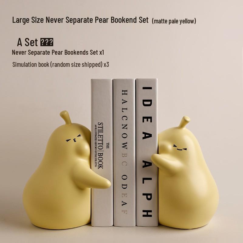 Cute Ceramic Pear Hugging Bookend - Charming Home Decor & Perfect Valentine's or Birthday Gift