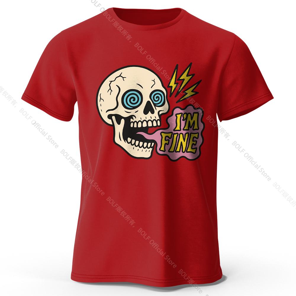

Мужская футболка с принтом I Am Fine, 100% хлопок, свободные футболки с саркастическим принтом для женщин, летние топы, уличная одежда Mood XXXL вино красного