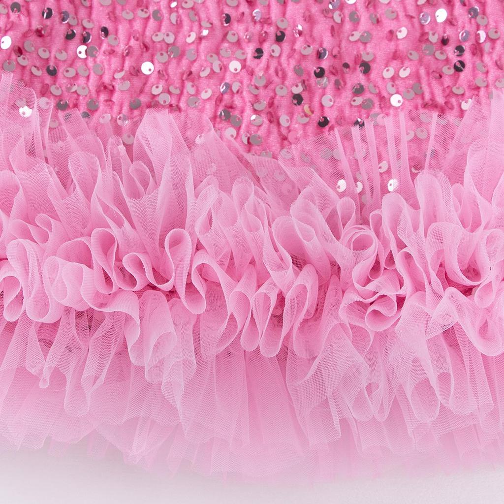 Girls' Sequin Princess Dress: 2025 Christmas Short-Sleeve Party Gown