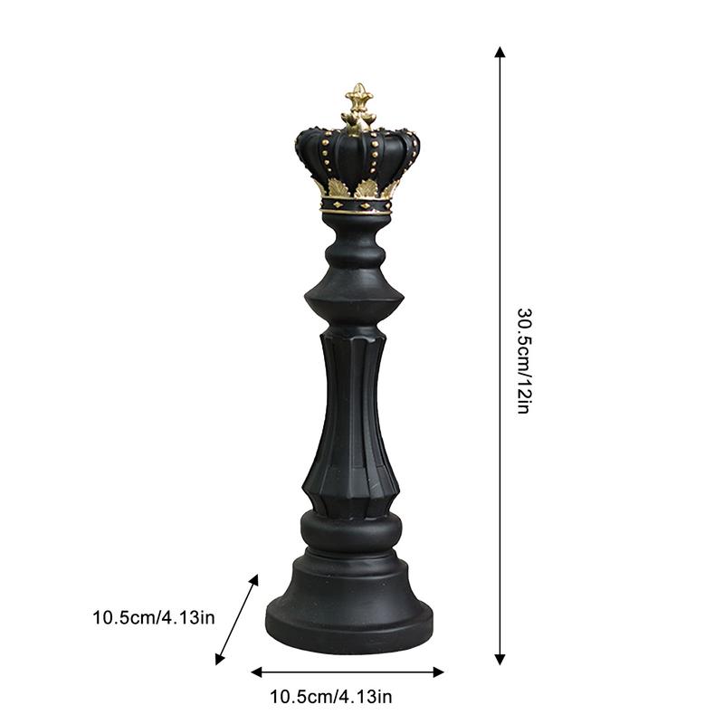 Resin Chess Piece Decor Chess Piece Figurine Chess Statue Tabletop Ornaments King Queen Chess Resin Craft Desk Decor Collectible