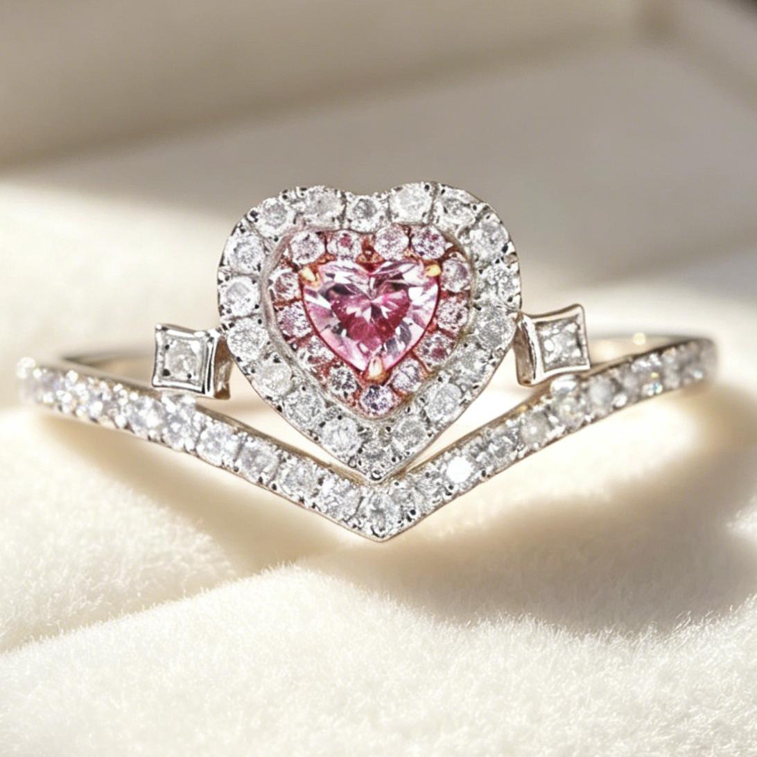 

Luxury Heart Shape Pink 925 Silver Color Cute Fashion Promise Ring for Women Girl Party Wedding Gift Trendy Jewelry 10