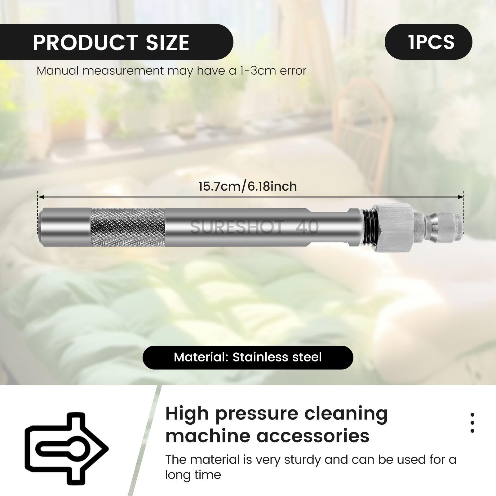 

Насадка для мойки высокого давления с большим радиусом действия, многоразовая мойка высокого давления из нержавеющей стали, защитный наконечник для коммерческой и домашней уборки серебряный