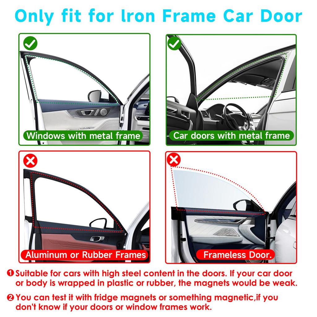 Car Window Shades, 2 Pack Magnetic Half  & Half See-Through Car Sun Shade Side Window, Front Window Shade Block Heat UV Rays  for Driver Passenger