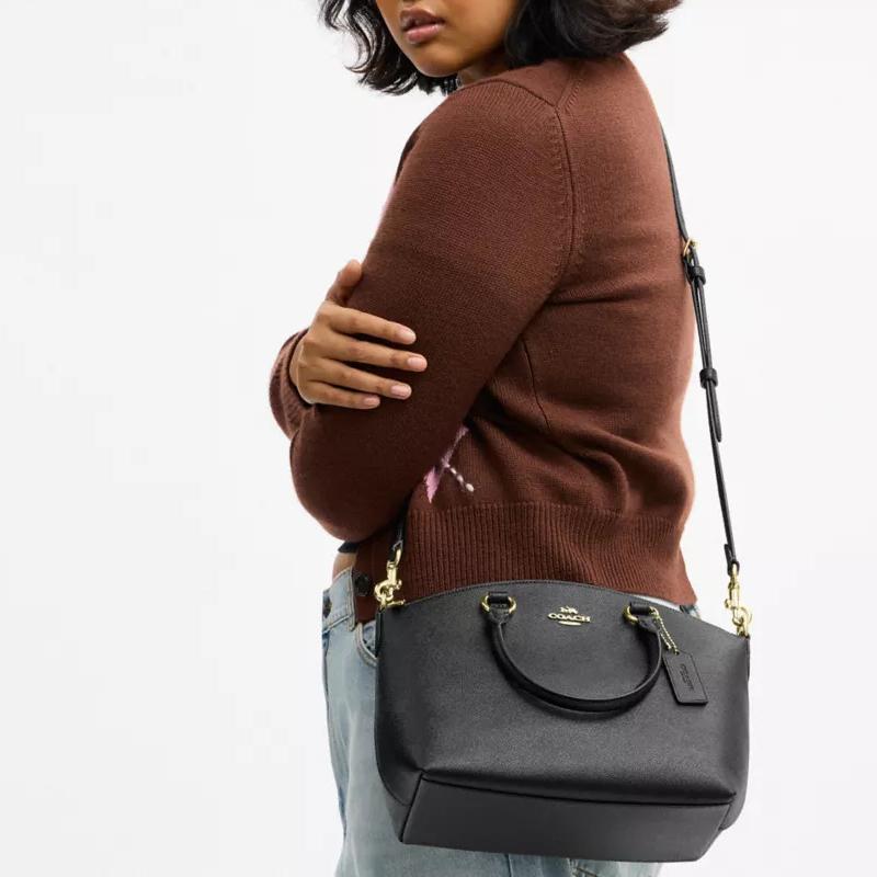 Coach Sadie 30 Crossbody Bag With Gold Metal Accents In Pebbled Leather Women handbags Black CCM70-IMBLK