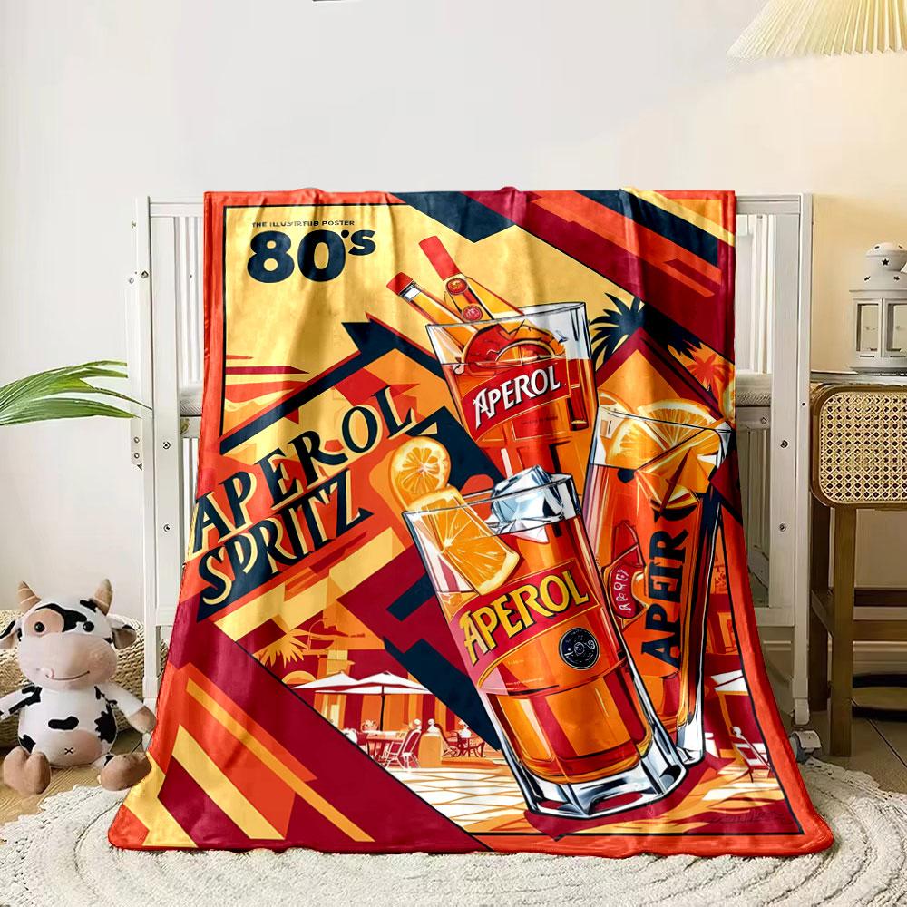 

Bright orange Aperol spritz drinks with bold geometric and retro elements. for all seasons blanket lunch break throw gift 80cm x 120cm