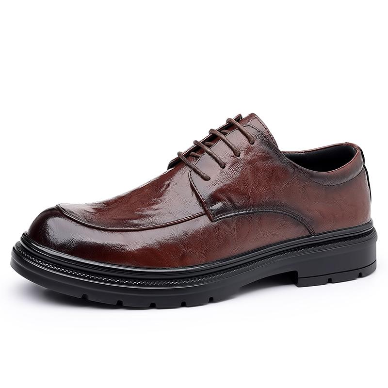 Fashion High End Brand Handmade Sole Men's Leather Casual Shoes Fashionable New Office Commuting Men's Driving Shoes Outdoor Brown