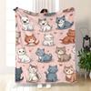 Geometric Cat Flannel Blanket - Cozy Soft Cat Lover 280gsm Throw
