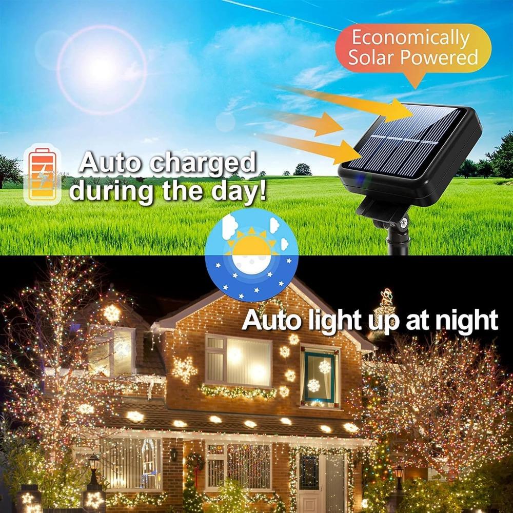 Solárne LED reťazové svetlá 50/20 LED IP65 Vodotesné 8 režimov Vianočné svetielka pre vonkajšiu záhradu Vianočnú párty Svadobnú dekoráciu