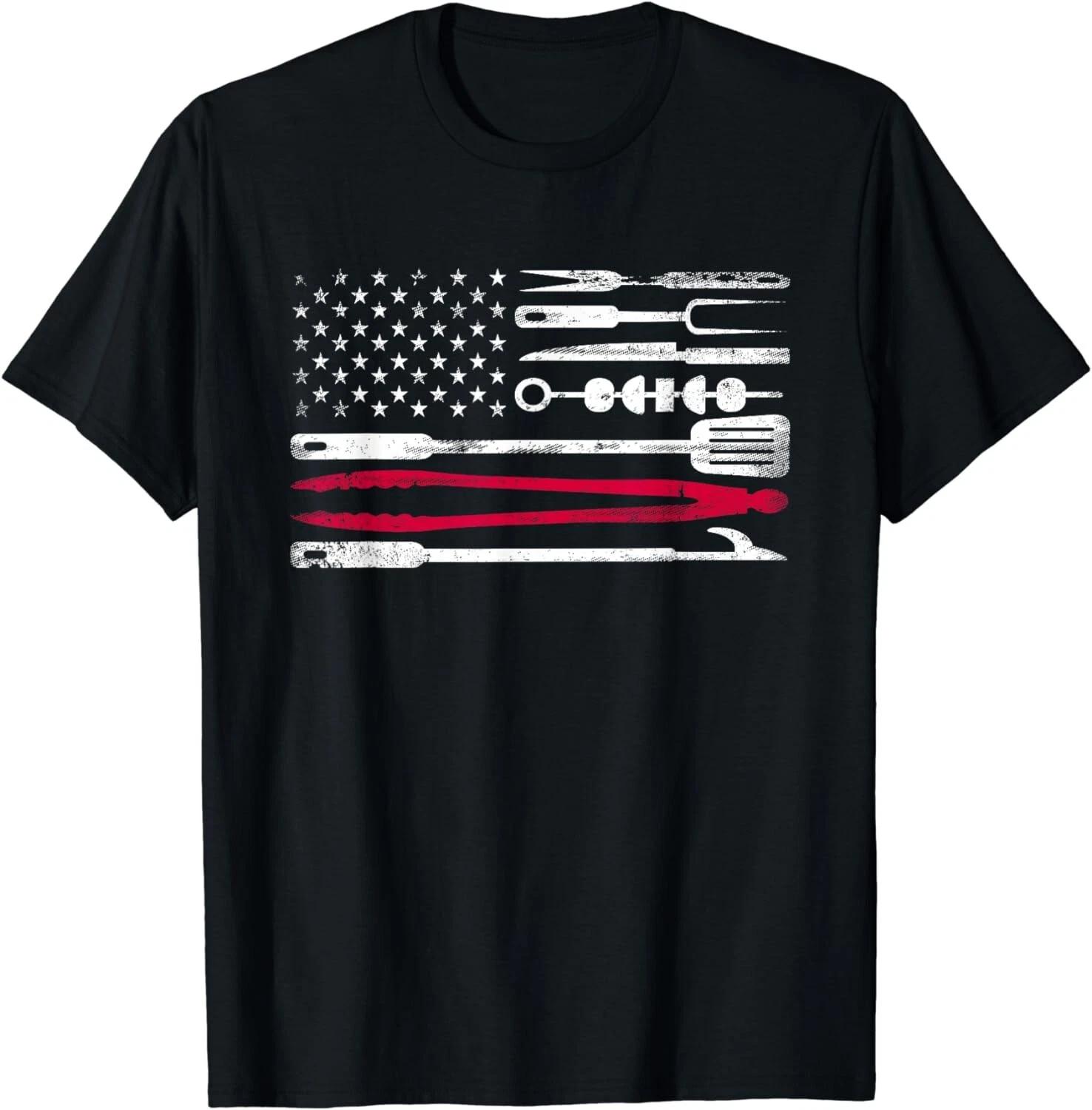 Funny American Flag Grilling Tools BBQ Grill Barbecue Gift Unisex T-Shirt M