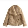 Women's Fashionable Luxury Fox Fur Jacket Fall Winter Long Sleeve Warm Suede Streetwear Casual Outerwear