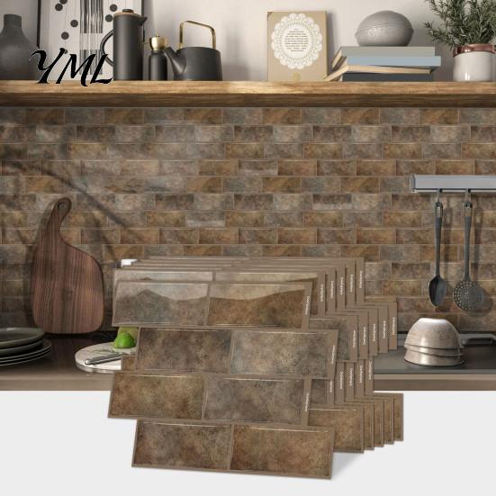 Moisture Proof Wall Panels 8PCS Faux Brick Stickers, Waterproof Adhesive Mosaic Decals, Moisture-proof Easy To Clean Backsplash Tiles Peel And