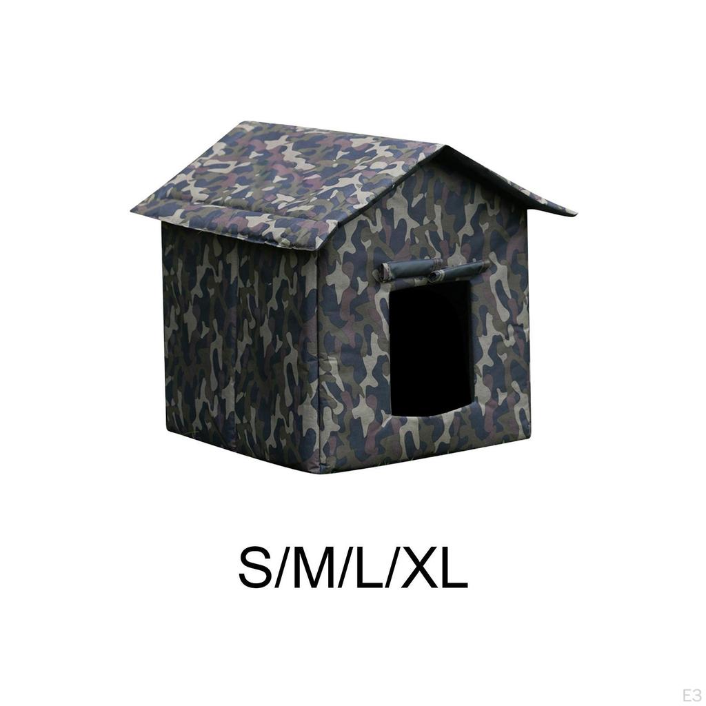 Outdoor Cat House Shelter Oxford Cloth Weatherproof Kitty Pet for Winter Backyard