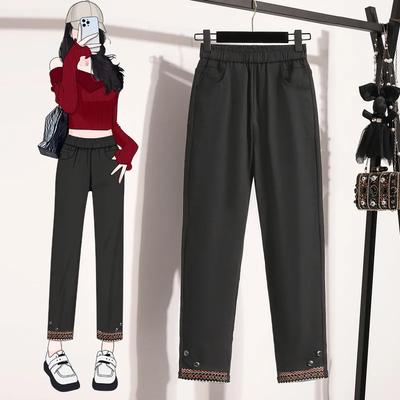 Spring High Waist Slimming Pants with Small Feet Women's Plus Size Long Pants Elastic Basic Pants Slim Female Trousers Pants