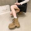 Thick-soled heightened and thin Martin boots women's shoes, new British style retro lace-up short boots in autumn and winter 2025