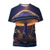 New Summer Art Design Colorful Mushroom Pattern 3D Print T-Shirt Men WomenShort Sleeve Oversized Harajuku Tees Top Kid Clothing