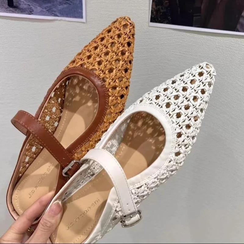 Spitze Zehen Damen Slipper Flats Hollow Freizeitschuhe Gemütliche Slingback Mules Schuhe Frühling Damen Sandalen 2025 Trend Weibliche Zapatos