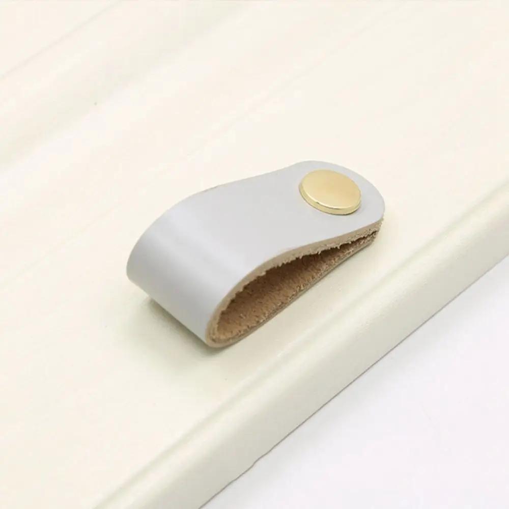 Artificial Leather Nordic Kitchen Wardrobe Cabinet Environmentally Soft Drawer Handle Leather Handle Door Pulls Furniture Knobs