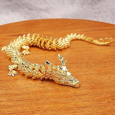 Alloy Five Claw Golden Dragon Ornaments Can Move Chinese Loong Handlebars Home Office Desktop Decorations
