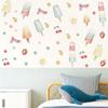 Watercolor Ice Cream and Summer Wall Stickers, Boho Self-Adhesive Peel and Stick Decals for Bedroom Wall Decor