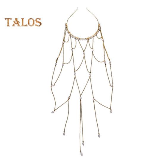 

Женская повязка на голову с искусственным жемчугом, кисточкой, дизайном капель, свадебный обруч для волос, аксессуары для волос на дни рождения и вечеринки золотистый