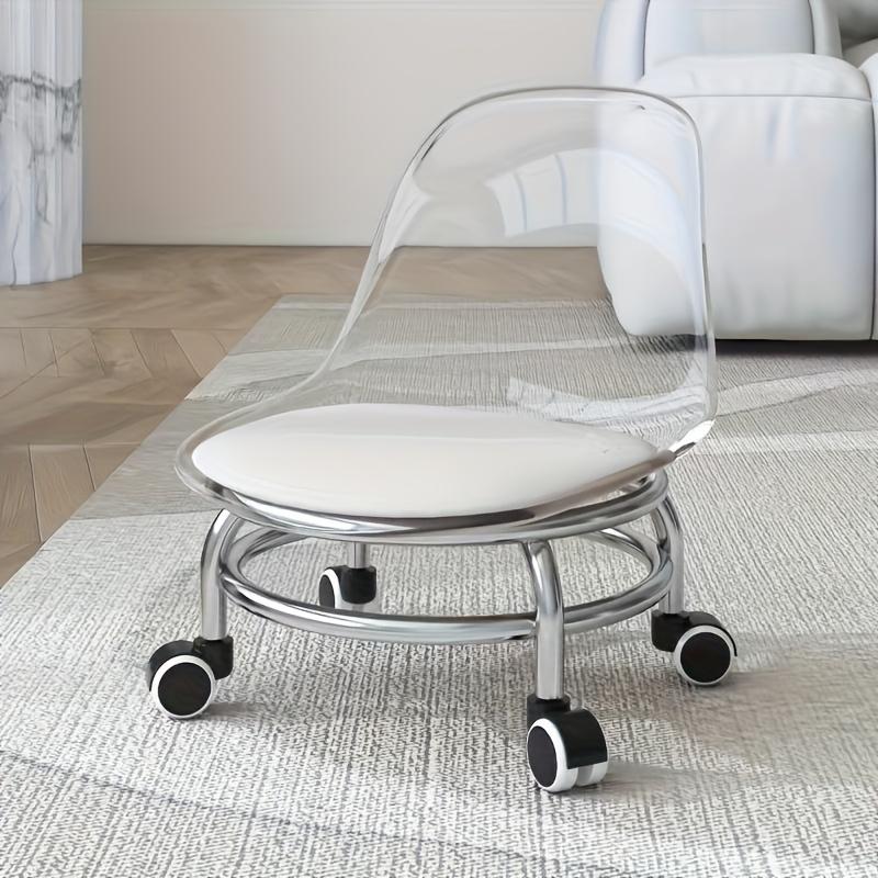 Moderner Acryl-Hocker mit Universalrädern - Multifunktionaler niedriger Stuhl mit 360° freier Drehung - Kein Lebensmittelkontakt, Manuell