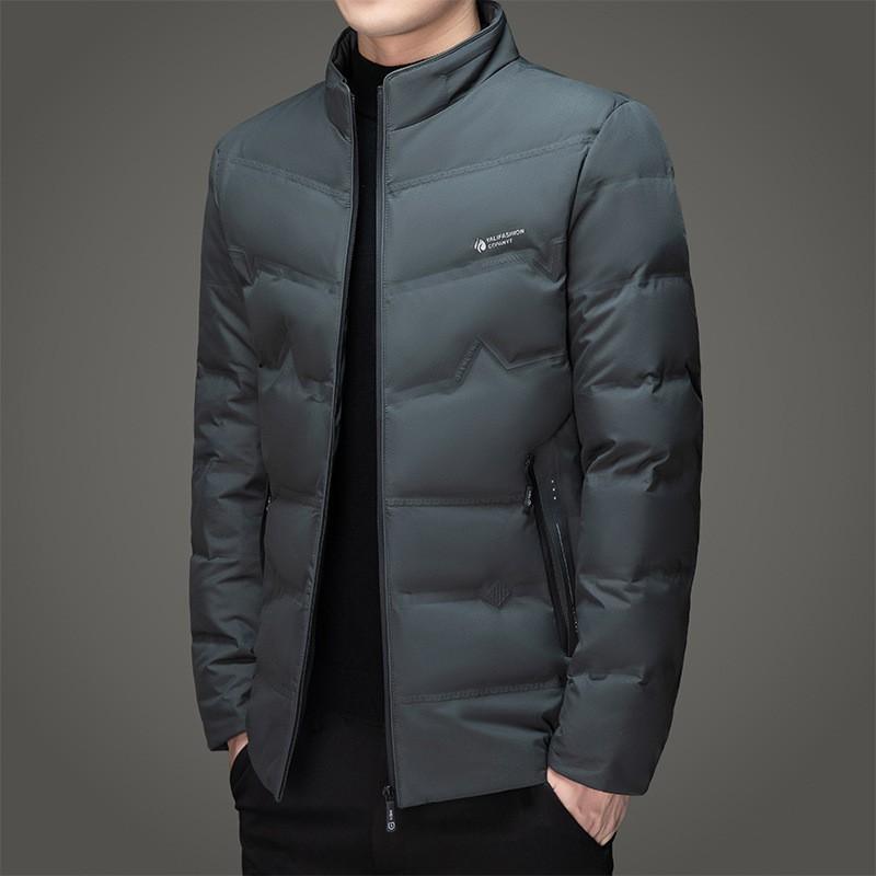 Mens Stand Collar Down Cotton Jacket Winter Warm Casual Outerwear Middle-Aged
