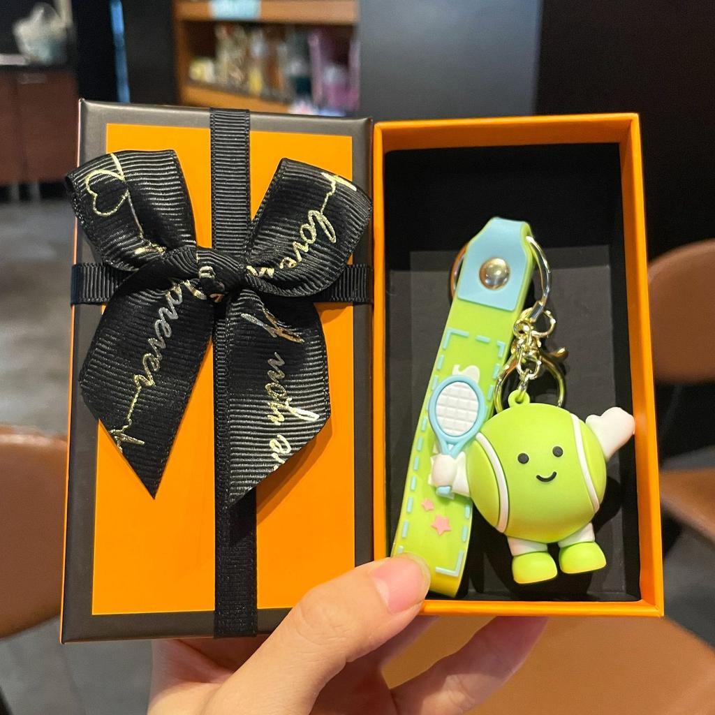 Original Badminton Figurine Keychain Fashionable Fun Cartoon Tennis Pendant Small Gift Football-related Souvenir