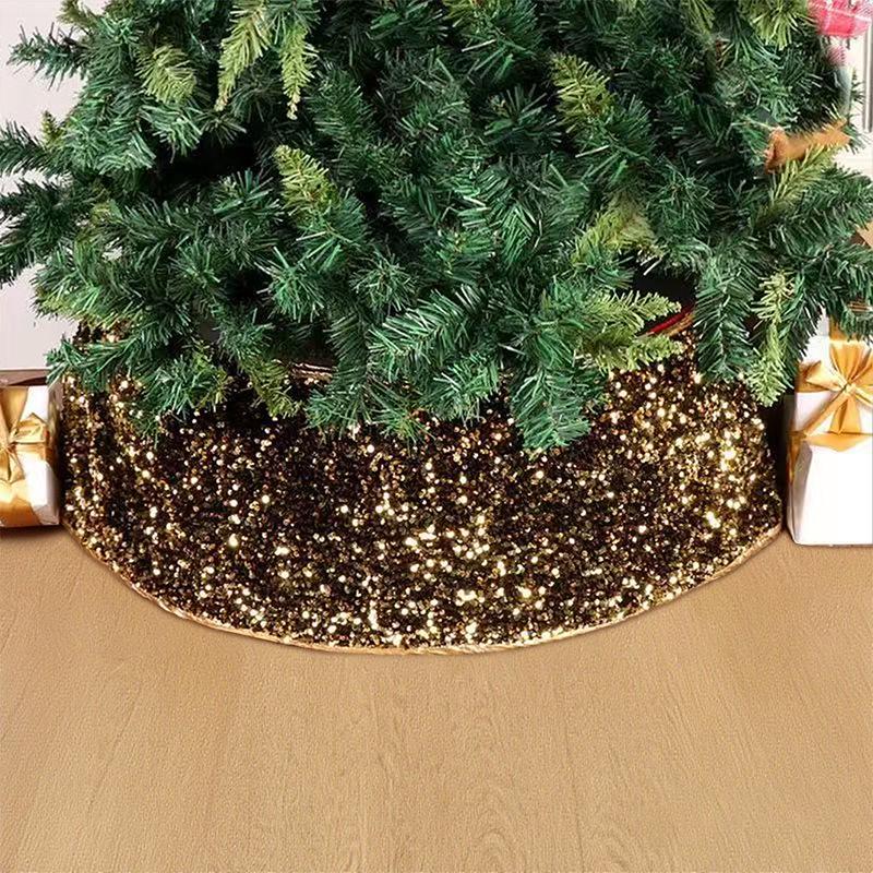 Vertical Diamond Plush Knitted Christmas Tree Skirt with Holiday Ornaments