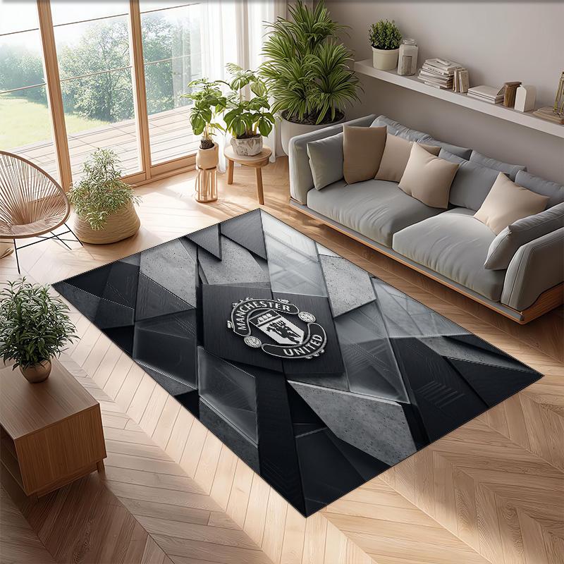 Tappeto in Flanella Stampato Manchester United Antiscivolo Morbido Poliestere Tappeto per Pavimento Tappetino Decorativo per Interni per Camera da Letto Soggiorno Divano