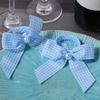 12Pcs Striped Bowknot Tie Napkin Rings Satins Fabric Pearls Embellishment Dining Table Decoration Desktop Accessories