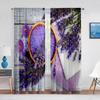 Rustic Lilac Flower Purple Lavender Floral Sheer Curtains for Living Room Bedroom Kitchen Tulle Voile Curtains Windows Drapes