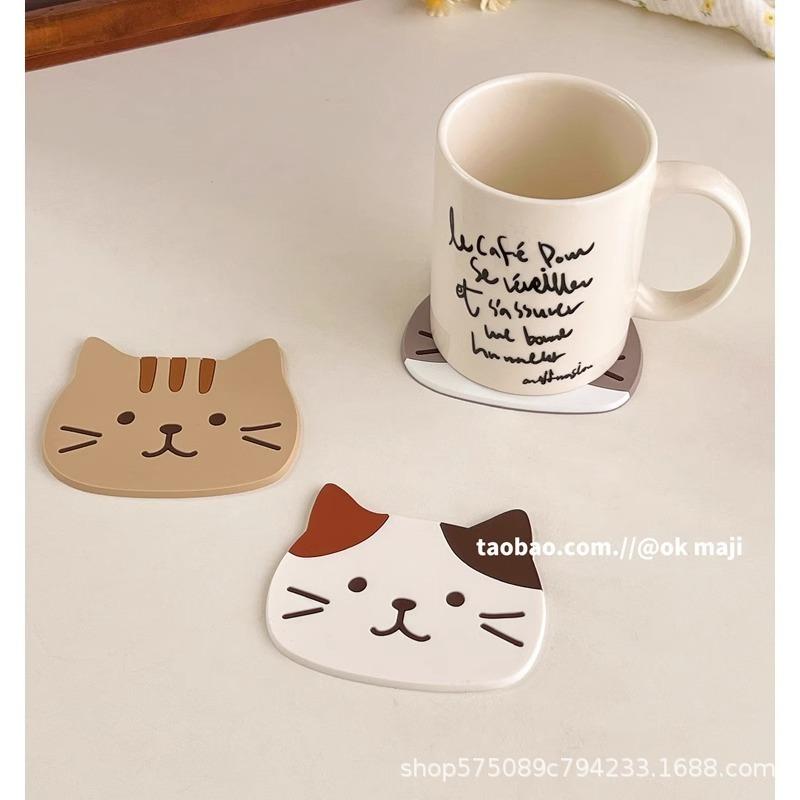 Ok Maji Japanese Cute Cat Cartoon Silicone Water Cup Anti-scalding Heat Insulation Cushion Girl Heart Cushion Dining Table Cushion