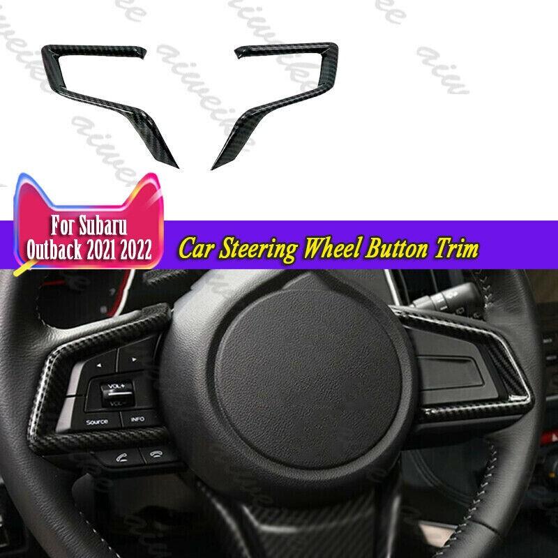 Carbon Fiber Car Steering Wheel Button Trim 2pc Fit For Subaru Outback 2020-2024