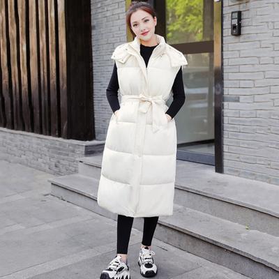 Winter Frauen Weste Verdickt Padded Zipper Verschluss Mit Kapuze Lose Fit Verstellbare Taille