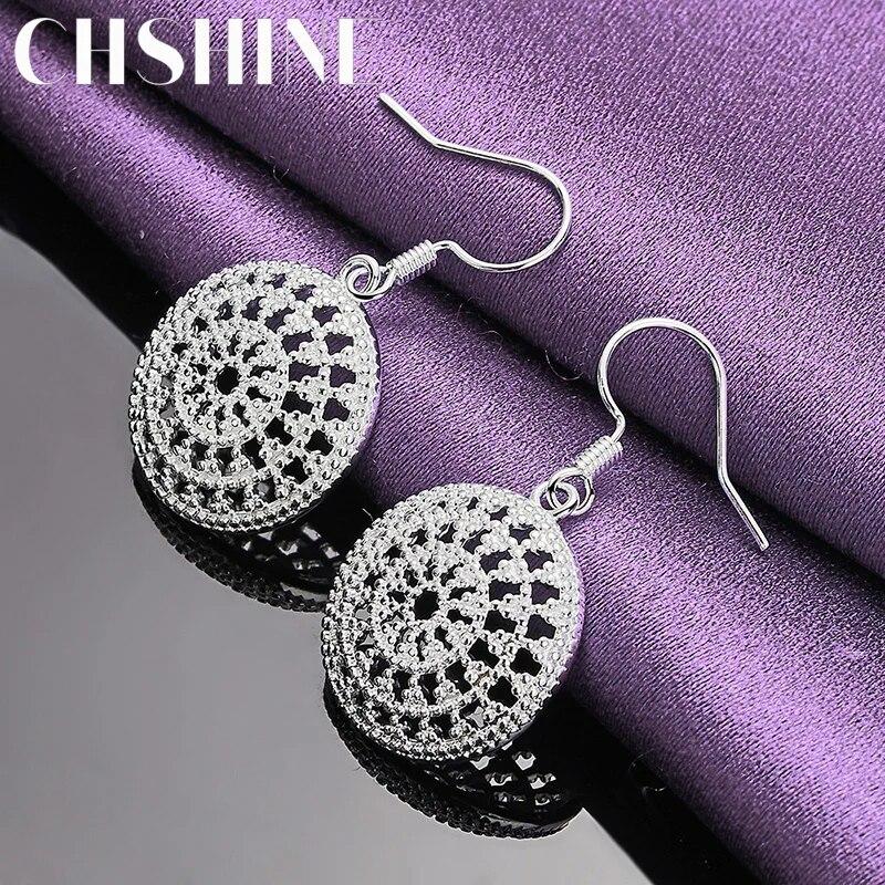 CHSHINE 925 Sterling Silver Round Shield Earrings Charm Jewelry Women's Party Fashion Eardrop