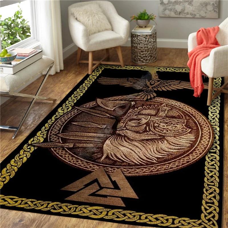3D Viking Pattern Carpet Area Rugs Graphic Square Anti-slip Large Carpets Living Room Home Decoration Children Bedroom Carpet