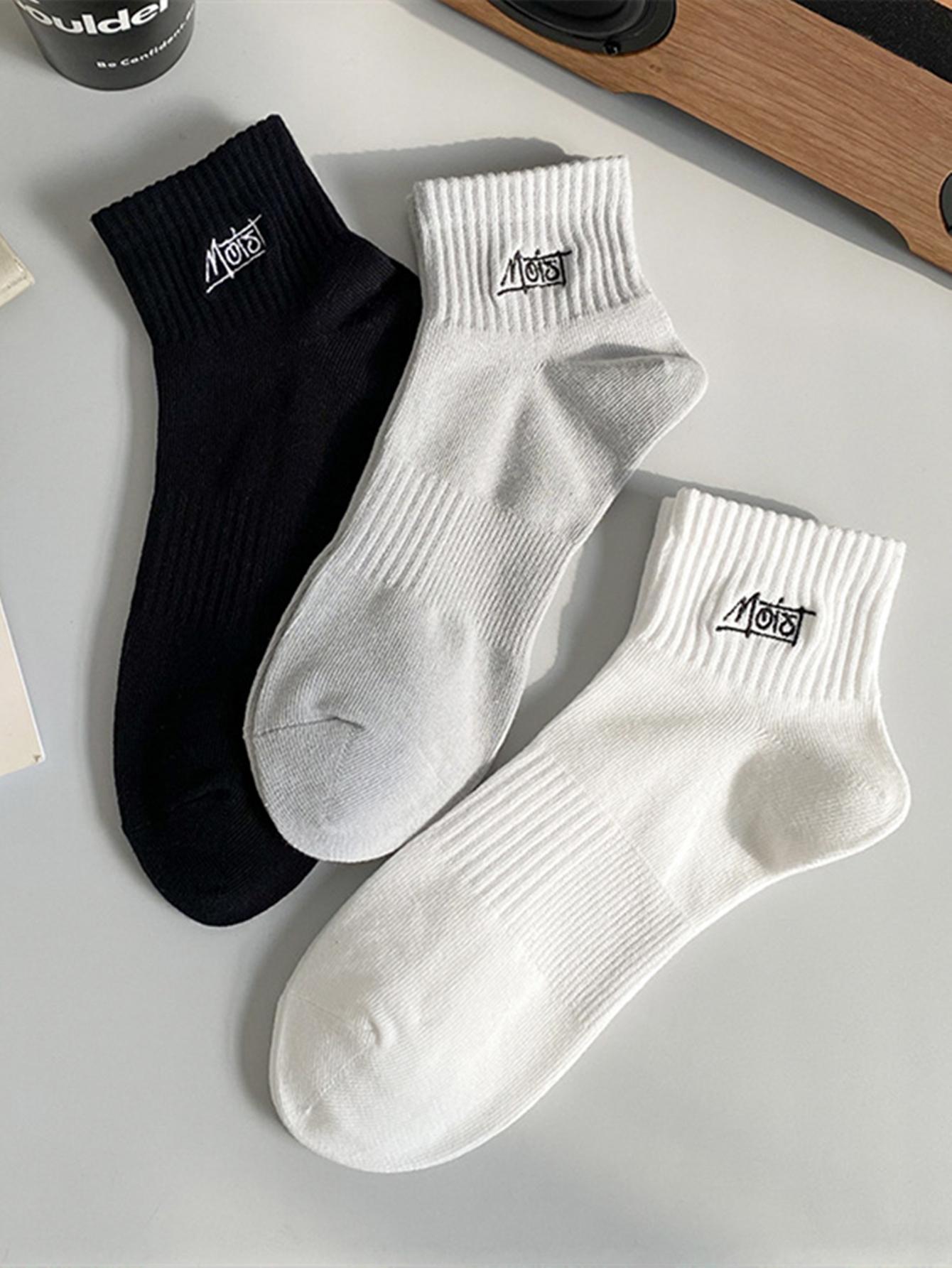 Summer Cotton Man Short Socks Fashion Breathable Man Letter Embroidery Socks Comfortable Casual Socks Male One Size