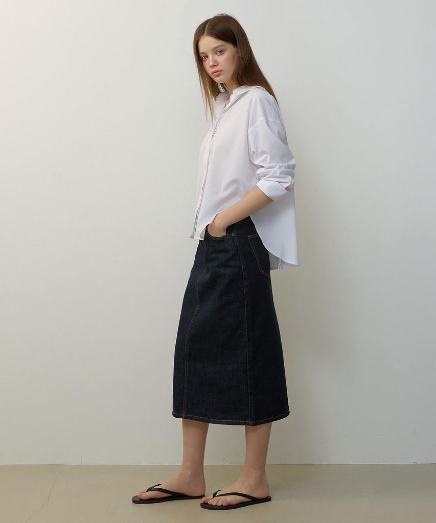City Breeze Denim Long Skirt_Indigo