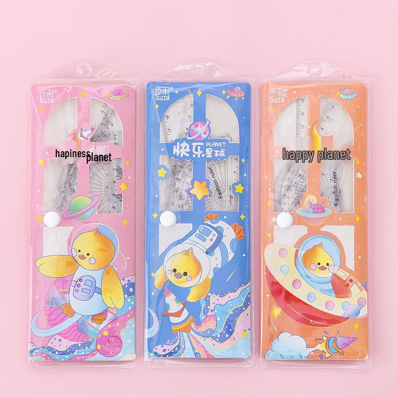 

Креативный набор линейок 20 см с мультяшными рисунками: Канцелярские принадлежности для студентов для рисования, черчения и экзаменов - Квадратный набор из четырех предметов