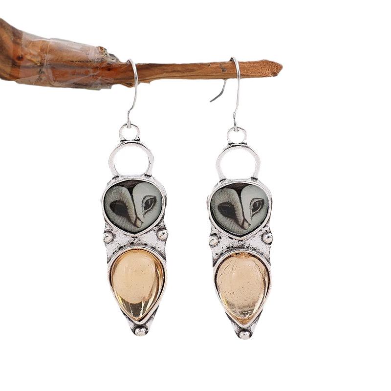 Retro Owl Cat's Eye Earrings: Unique High-End Women's Jewelry