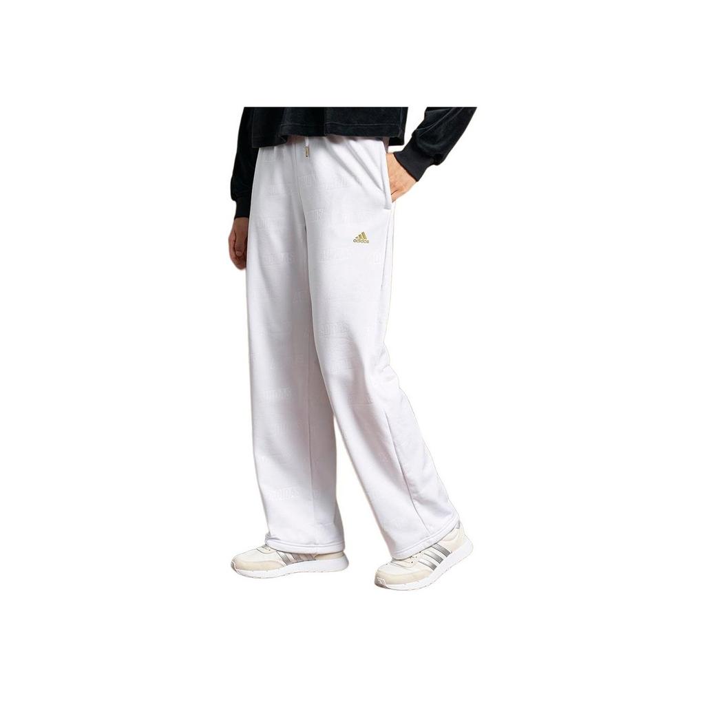 Adidas Embossed Monogram Fleece Pants Women Pants White IJ9627